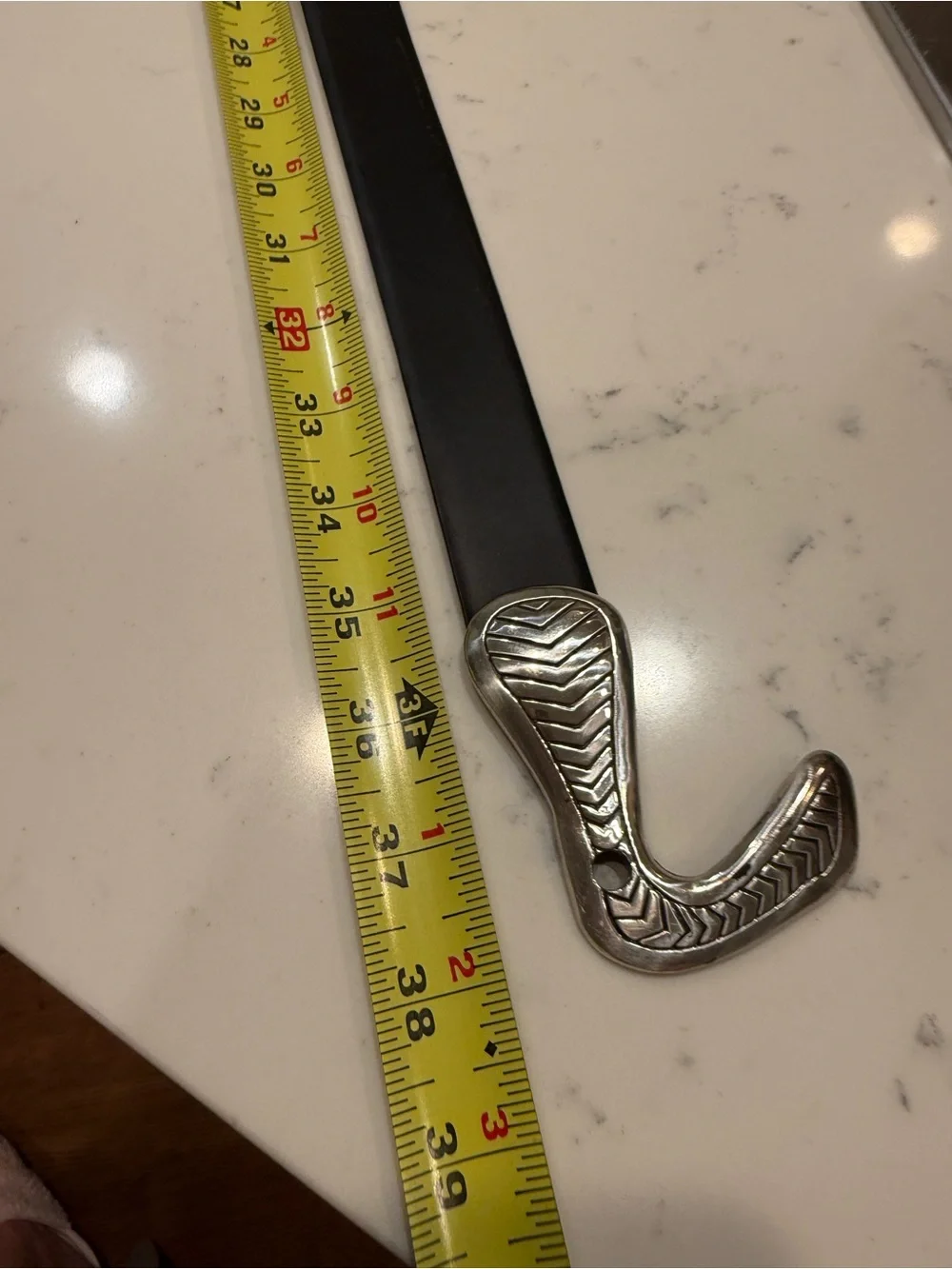 Chico’s Black Leather Lined Belt Oversized Silver Statement Buckle Adjustable